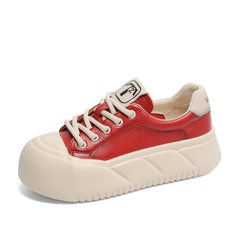 Women Minimalist Color Matching Leather Casual Shoes Newgew Shoes