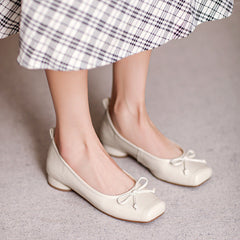 Women Minimalist Glossy Leather Low Block Heel Pumps Newgew Shoes