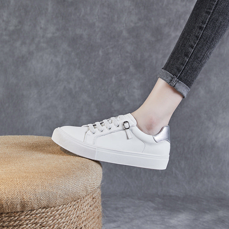 Women Minimalist Fashion Leather Flat Casual Shoes Newgew Shoes