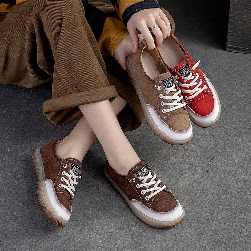 Women Retro Soft Leather Flat Casual Shoes Newgew Shoes