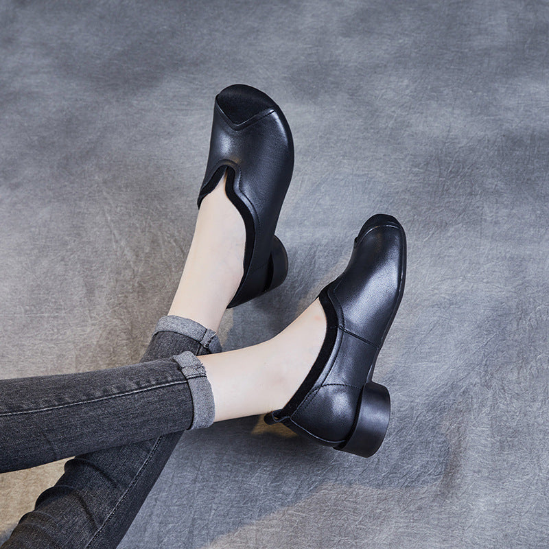 Women Retro Patchwork Soft Leather Casual Shoes Newgew Shoes