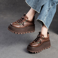 Women Retro Leather Platform Casual Shoes Newgew Shoes