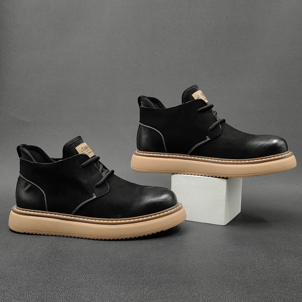 Men Retro Minimalist Leather Casual Ankle Work Boots Newgew Shoes