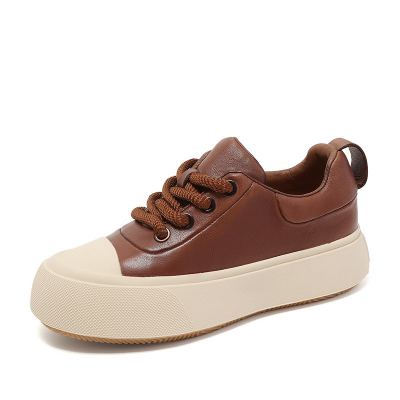 Women Retro Stylish Leather Flat Casual Shoes Newgew Shoes