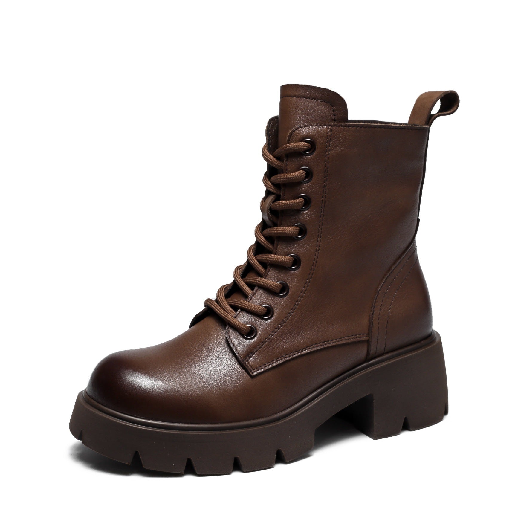 Women Classic Minimalist Leather Chunky Platform Combat Boots Newgew Shoes