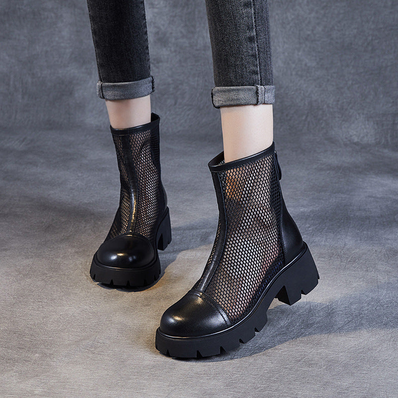 Women Fashion Hollow Mesh Summer Platform Boots Newgew Shoes