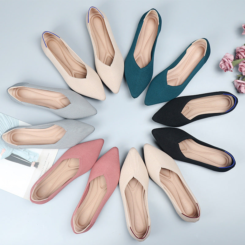 Pointed Toe  Slingback Knit Flat Shoes NewGew