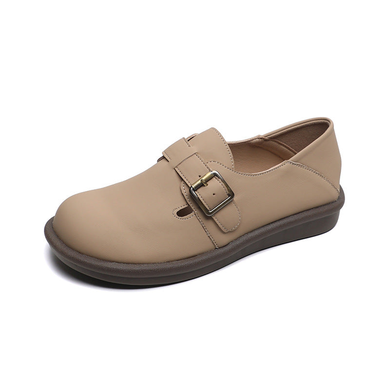 Women Minimalism Retro Soft Leather Casual Loafers Newgew Shoes