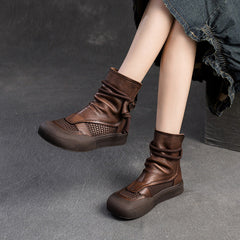 Women Classic Soft Leather Mesh Casual Boots Newgew Shoes