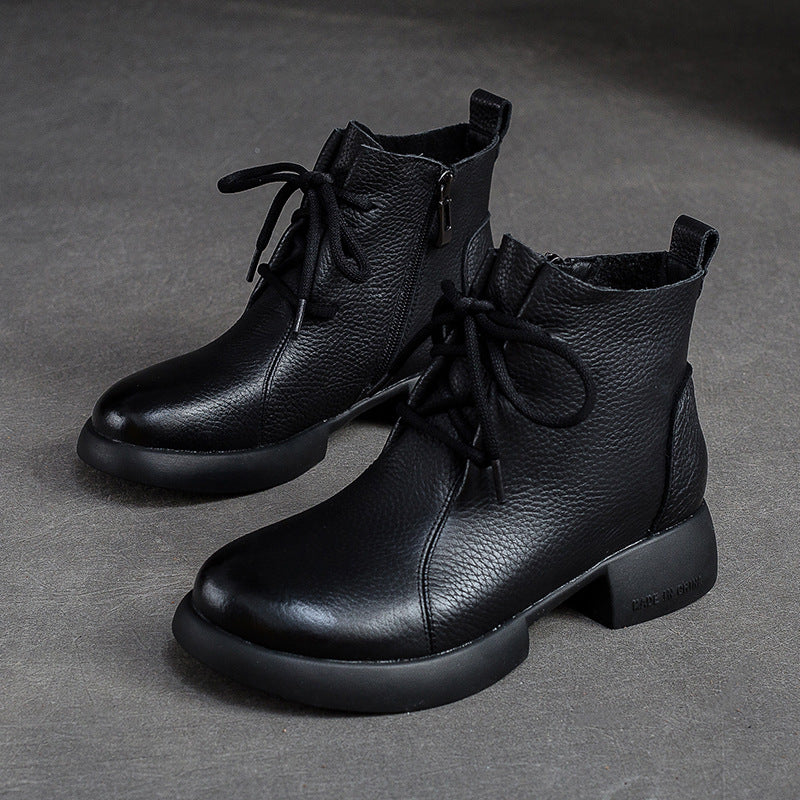 Women Minimalist Retro Leather Casual Ankle Boots Newgew Shoes