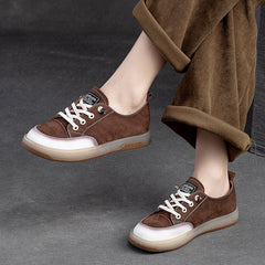 Women Retro Soft Leather Flat Casual Shoes Newgew Shoes