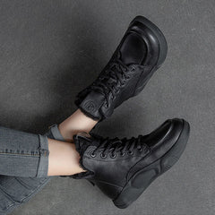 Women Casual Leather Woolen Snow Boots Newgew Shoes