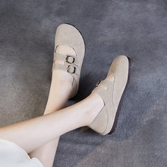 Women Retro Suede Buckle Soft Flats Newgew Shoes