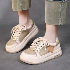 Women Fashion Leather Flat Thick Soled Casual Shoes Newgew Shoes