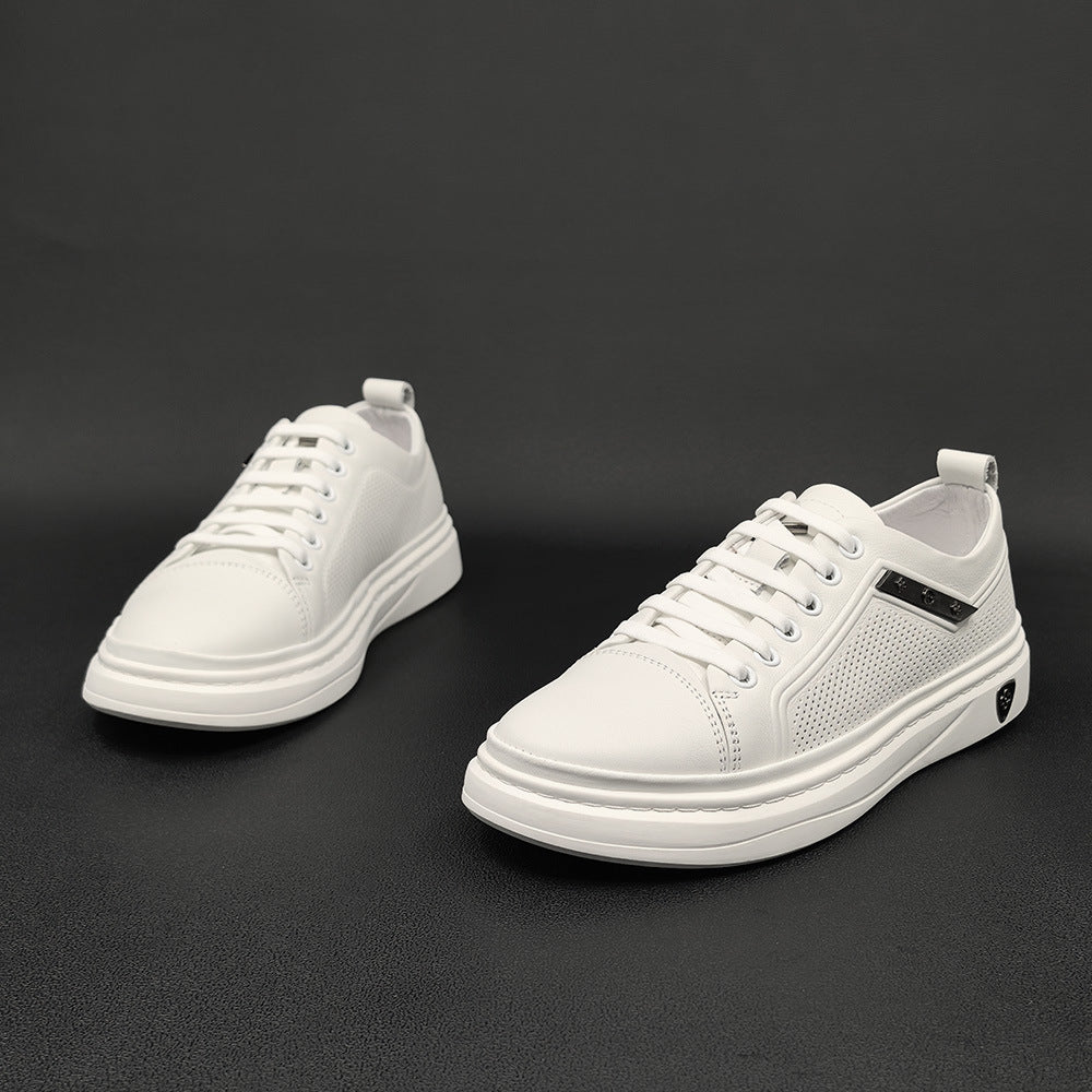Men Fashion Breathable Hollow Leather Flat Casual Shoes Newgew Shoes