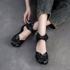 Women Retro Soft Leather Flat Casual Sandals Newgew Shoes