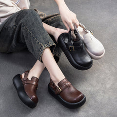 Women Retro Leather Velcro Tape Platform Sandals Newgew Shoes