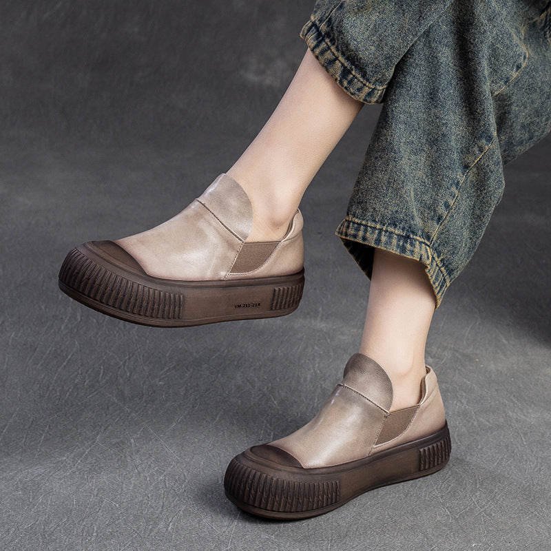 Women Retro Minimalist Leather Flat Casual Shoes Newgew Shoes