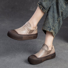 Women Retro Minimalist Leather Flat Casual Shoes Newgew Shoes