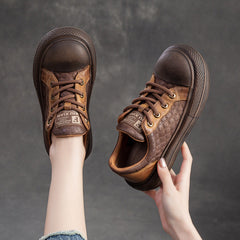 Women Retro Style Leather Flat Casual Shoes Newgew Shoes