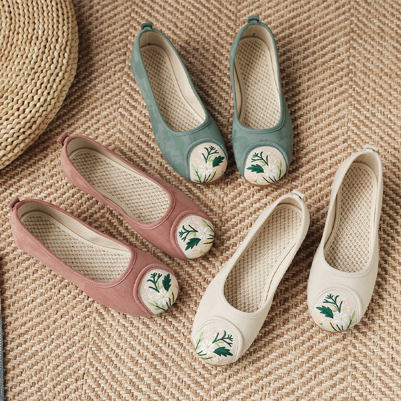 Women's Ethnic Style Old Cloth Shallow Canvas Shoes Newgew