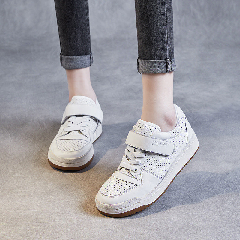 Women Minimalist Breathable Leather Flat Casual Shoes Newgew Shoes