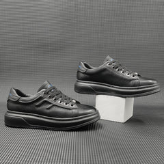 Men Minimalist Solid Leather Casual Sneakers Newgew Shoes