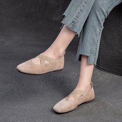 Women Retro Minimalism Leather Soft Flats Newgew Shoes