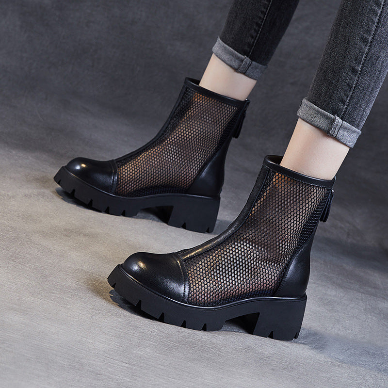 Women Fashion Hollow Mesh Summer Platform Boots Newgew Shoes