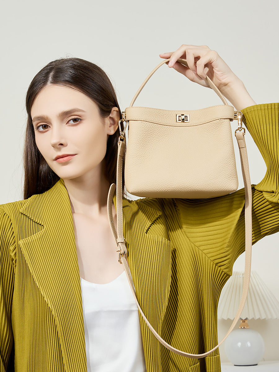 Women Minimalist Fashion Leather Bucket Bag Newgew Shoes