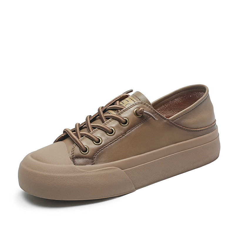Women Retro Leather Flat Casual Shoes Newgew Shoes