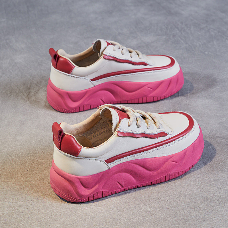 Women Minimalist Fashion Leather Thick Soled Casual Shoes Newgew Shoes