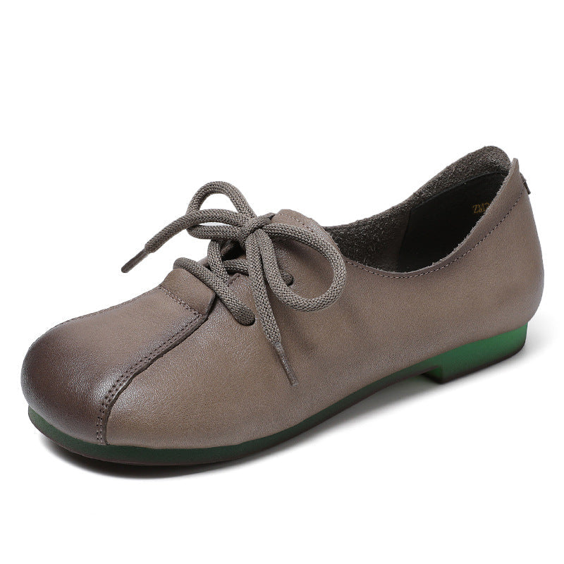 Women Retro Soft Leather Retro Flat Casual Shoes Newgew Shoes