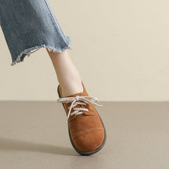 Women Retro Frosted Leather Flat Casual Shoes Newgew Shoes