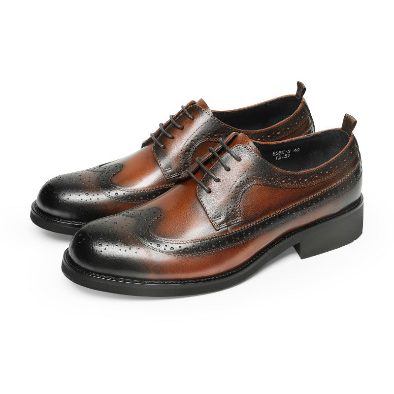 Men Classic Embossing Patchwork Cowhide Oxford Shoes Newgew Shoes