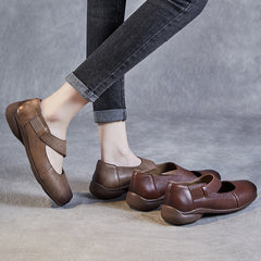 Women Retro Handmade Leather Flat Casual Shoes Newgew Shoes