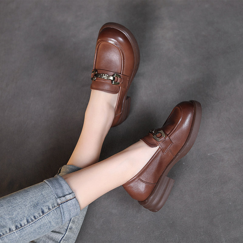 Women Retro Soft Leather Casual Loafers Newgew Shoes