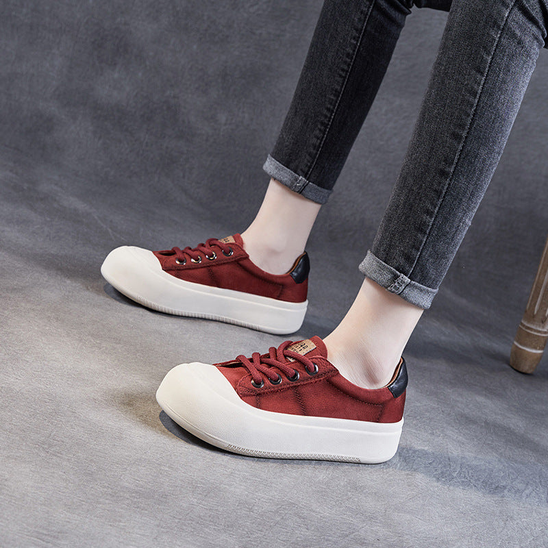 Women Fashion Leather Thick Soled Casual Shoes Newgew Shoes