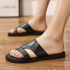 Men Summer Cowhide Slide Sandals Newgew Shoes