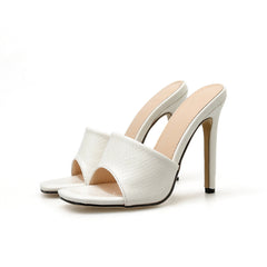 Stiletto square toe solid color sandals NewGew