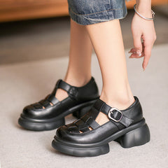 Women Retro Plaited Leather Platform Sandals Newgew Shoes