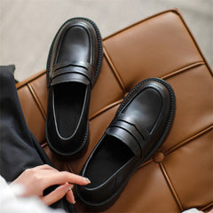 Women Retro Minimalist Thick Soled Leather Loafers Newgew Shoes