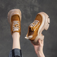 Women Minimalist Leather Chunky Platform Casual Shoes Newgew Shoes