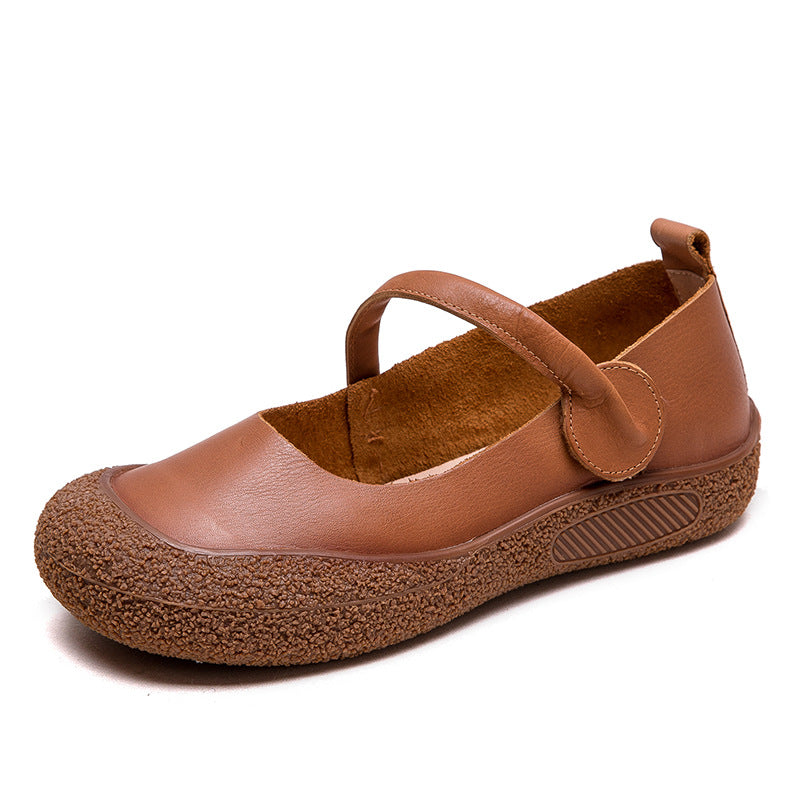 Women Retro Soft Leather Velcro Tape Casual Shoes Newgew Shoes