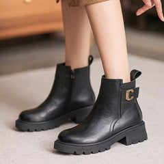 Women Retro Minimalist Patchwork Leather Boots Newgew Shoes