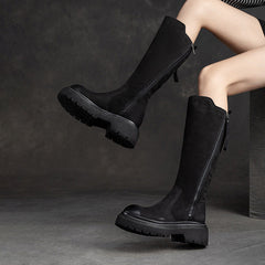 Women Retro Leather Minimalist Winter Riding Boots Newgew Shoes