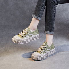 Women Soft Leather Thick Soled Flat Casual Shoes Newgew Shoes
