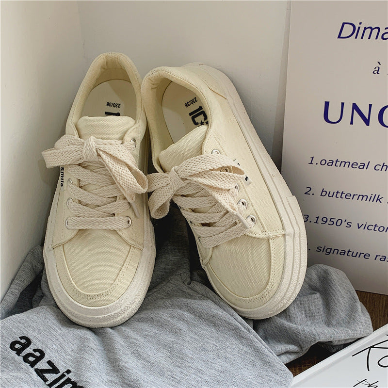 Spring White Female Breathable Preppy Style Canvas Shoes Newgew
