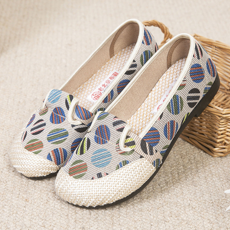 Women's Slip-on Flat Mom Linen Leisure Old Canvas Shoes Newgew