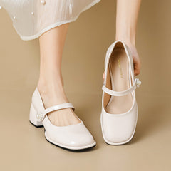 Women Fashion Glossy Leather Chunky Pumps Newgew Shoes